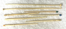 8 OLD Susan Bates Plus Hand Carved Bone Crochet hooks All Sizes and Ends - $18.32