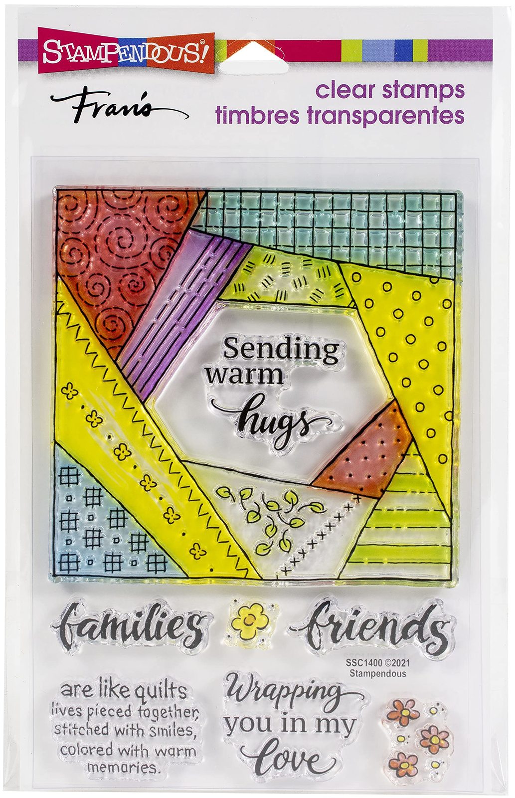 Stampendous Quilt Hugs Stamp Set Fran Seiford Stitched Patchwork Family Friend - £13.23 GBP