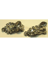Vtg Clear Glass Rhinestone Drop Clip On Earrings Beautiful Sparkly 1.25&quot;... - £6.22 GBP