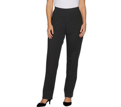 Susan Graver Ponte Straight Leg Pull-On Pants- Dk Heather Grey, Petite MEDIUM - £24.41 GBP