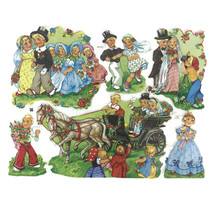 Vintage EAS Germany Die Cut Scraps Ganzbilder Oblaten 3073 Wedding Half ... - €3,41 EUR