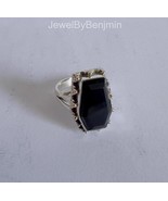 High Quality Pure Black Onyx Ring \ Stunner Silver Gemstone Ring \ Sterl... - $49.99