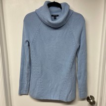 Lands End Baby Blue Cowl Neck Sweater Womens Size 6-8/Small Thick Cable ... - £23.19 GBP