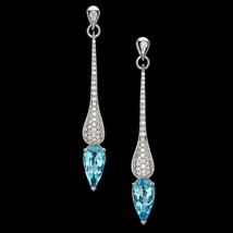 1.4 Carat 7 Carat Blue Topaz Sterling Silver Earring Jewellery - £161.68 GBP