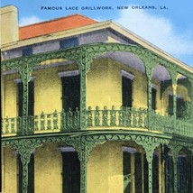 Famous Lace Grillwork Postcard Linen Vintage New Orleans Louisiana USA - £7.92 GBP