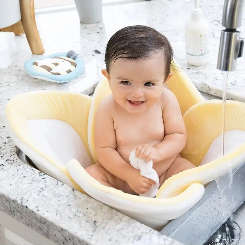 Petal bathing mat bath wipe tub infant blooming flower seat bathtub newborn care shower thumb200