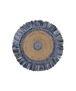 HomeRoots 66 x 66 in. Denim Blue &amp; Natural Jute Fringed Round Rug - €141,31 EUR