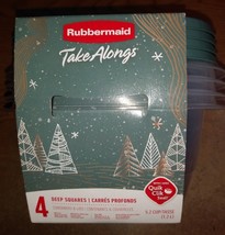 4 Food Storage Containers 5.2 Cups, Rubbermaid TakeAlongs Square Green Lid - $5.57 CAD