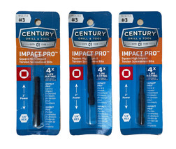 Century Drill &amp; Tool #3 X 2 Impact Pro Square Power Torsion Bit Pack Of 3 - £15.77 GBP