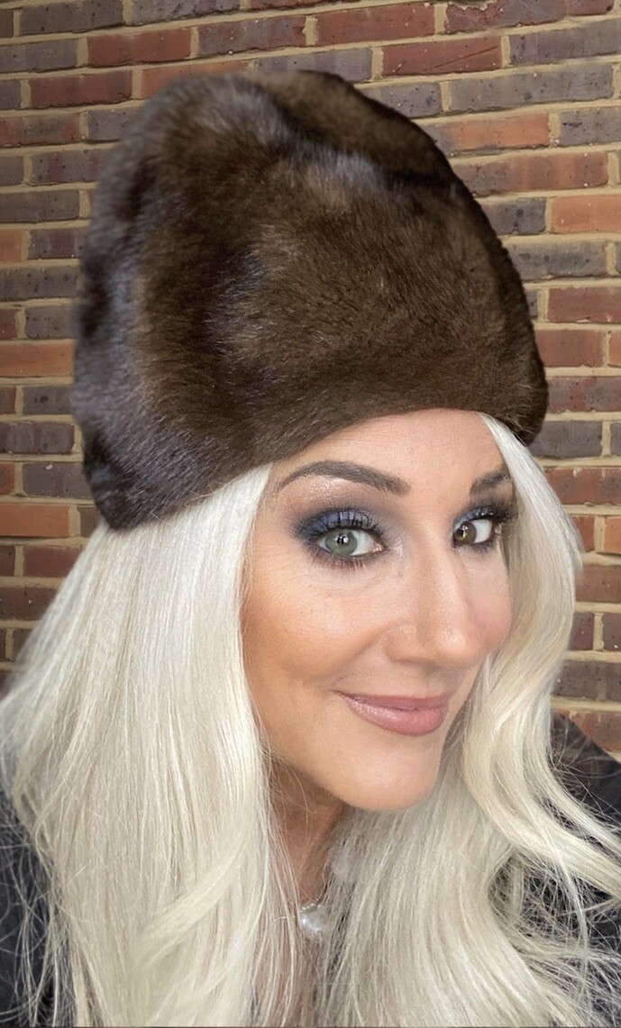 VTG Mink Fur Hat Dark Brown Amrose New York 21 3/4" Cool Shape Near Mint 1960s Item image 4