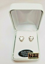 Crystals By Swarovski 14K Gold Plate Heart Stud Earrings 6CTW New In Box - £35.68 GBP