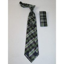 Men's Woven Tie Hankie Set J.Valintin Private Collection R30 Green English Plaid image 2