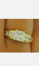 2Ct Principessa Diamanti Finti Anello di Fidanzamento Solitario 14K Oro Giallo - £106.60 GBP
