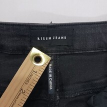 Risen Jeans Los Angeles RDS1222 Women's Black Distressed Denim Fray Skirt Small image 3