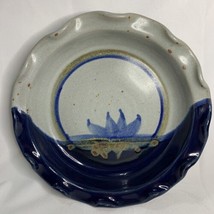 Studio Art Pottery Deep Dish Pie Plate Artist Signed Ayers 2001 Cobalt Blue - £25.45 GBP