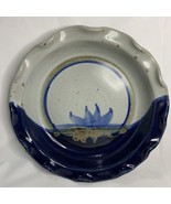 Studio Art Pottery Deep Dish Pie Plate Artist Signed Ayers 2001 Cobalt Blue - £25.11 GBP