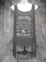 Maurices Charcoal Gray American Rocker Tank Top With Bottom Fringe Size L Aged - £12.53 GBP