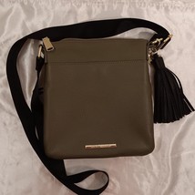 Steve Madden Logo Embossed Army Green Leather Crossbody Purse with Tassel - $34.65