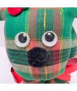 Vintage Handmade Plush Christmas Reindeer Decoration Stuffed Animal Bell 8&quot; - £12.47 GBP
