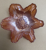 Glass Flower Tealight or Votive Candle Holder Catchall Orange Fall Colors - $5.49