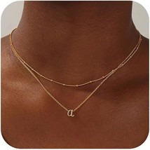 Layered Initial Necklaces for Women Trendy 14K Gold Plated Letter A Z Pe... - $23.50