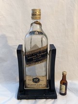 Johnnie Walker 12 Year Old 1 Litter Scotch Whiskey Bottle Wood Swing Cradle - $128.69
