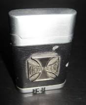 NOVELTY BIKER CHOPPERS Leather Grip Style Iron Cross Gas Butane Lighter - £10.51 GBP