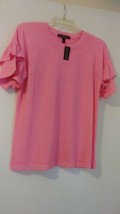 Derek Heart Juniors Pink cotton Flutter S/Sleeve Crew Neck Soft Shirt M ... - £8.64 GBP