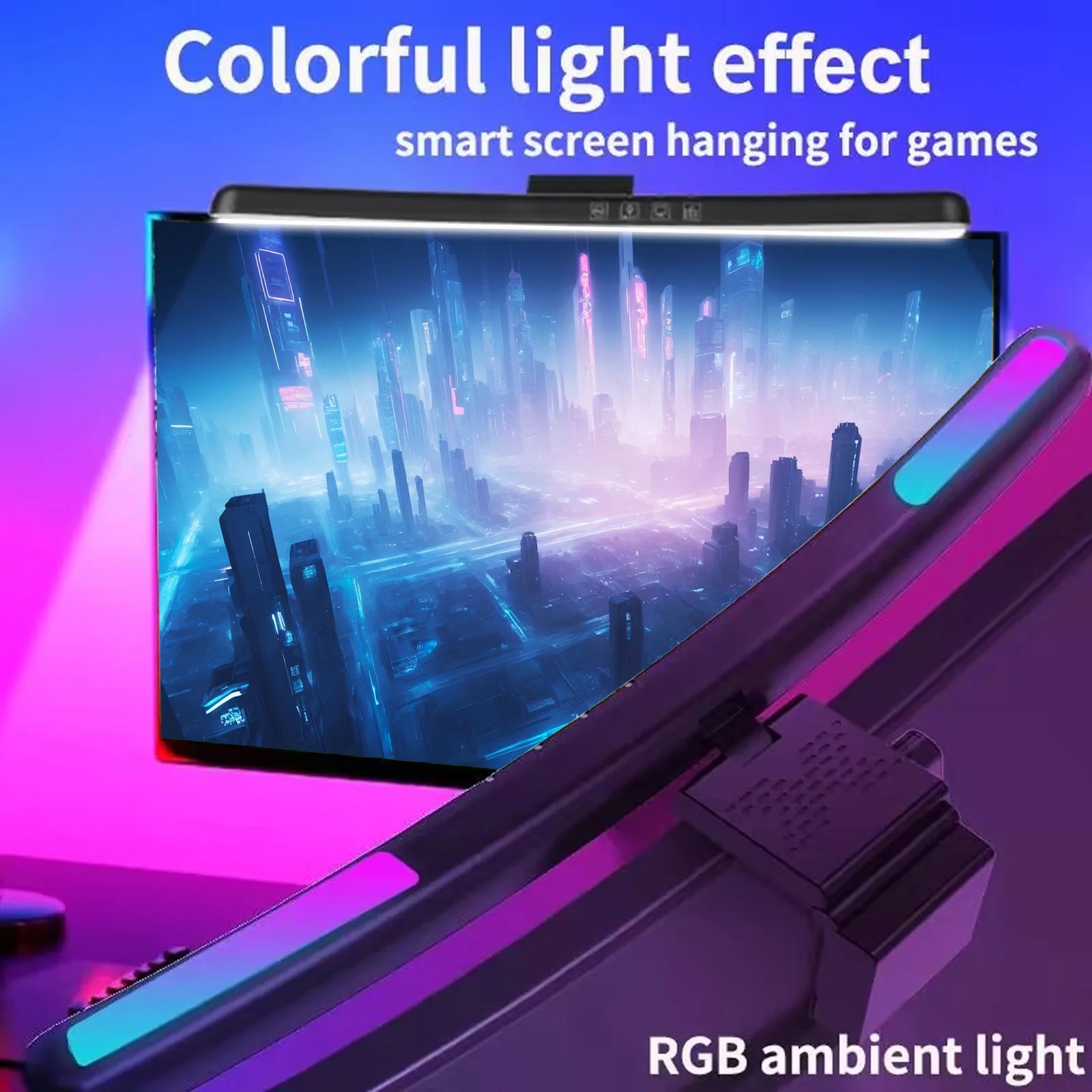 RGB Curved Screen Monitor Light Bar USB Stepless Dimming Screen Hanging ... - $22.57+