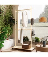 Solid Wood Garment Rack w/ 6 Hangers &amp; Wheels - €60,91 EUR