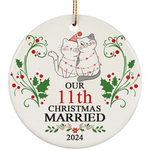 Our 11th Years Christmas Married Ornament Gift 11 Anniversary With Cat Couple - $14.80