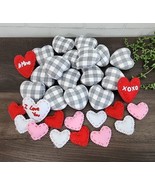 Valentines Day Pink Red Gray White Plaid Check Hearts Bowl Vase Filler 3... - $22.99