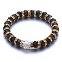 Fashion сharm elastic female male black stones rhinestones DLBC14 - £7.18 GBP