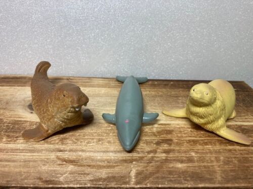 Vintage 1991 Rubber Sea Mammal Lot, Walrus, Sea Lion, Blue Whale - $5.45
