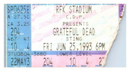 Grateful Dead Sting Concert Ticket Stub June 25 1993 Washington DC - $49.48