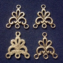 3 Dangle silver plated chandelier earring findings, pendant charm 4 pcs FPE070 - £1.55 GBP