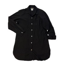 Tommy Bahama Black Button Front Long Sleeve Lightweight Tunic Blouse Wom... - $25.99