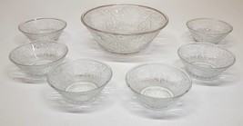 Vintage Indiana Glass Sandwich Tiara Clear Serving Bowl &amp; 6 Berry Bowls - £19.36 GBP