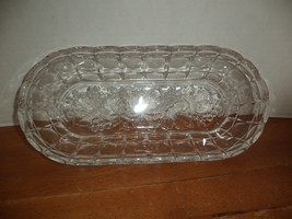 Indiana Glass Constellation Oval Clear Glass Dish w/ Frosted Glass Grape Design - £19.57 GBP