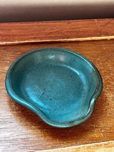 Artist Signed Small Bluish Green Art Studio Pottery Spoon Rest – 7/8th’s... - $11.29