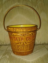 Vintage Potato Chips Ceramic Bucket Pail 5x5&quot; Chipped Faded In Spots See... - £20.49 GBP