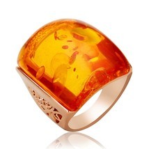 Ajojewel size 7-9 Beautiful Orange Resin Big Stone Ring Women Accessories Imitat - £7.89 GBP