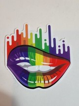 LGBTQ Pride Rainbow Sticker Decal Multi Color Lips Mouth - £7.05 GBP