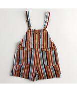 Vintage Striped Denim Shortalls Womens M Romper Overalls Funky Sanforize... - $122.35 CAD