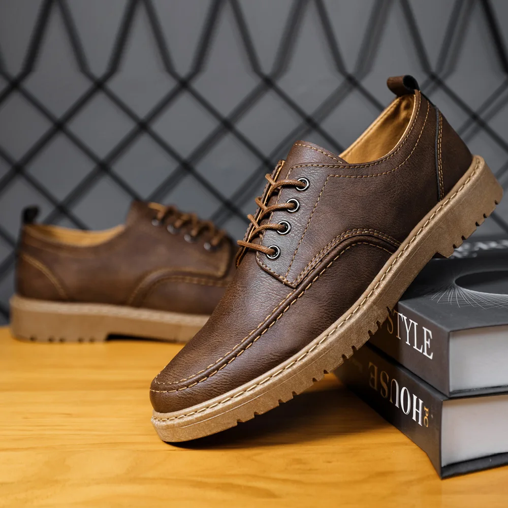  leather shoes business dress shoes handmade casual shoes lace up footwear men platform thumb200