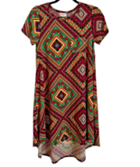 LuLaRoe Womens CARLY XX-Small T-Shirt Dress High Low Stretchy Geometric ... - $17.62 CAD