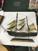 Handmade Metal sailing ship artist signed 1969 pirate vintage model 22&quot;  - $149.99