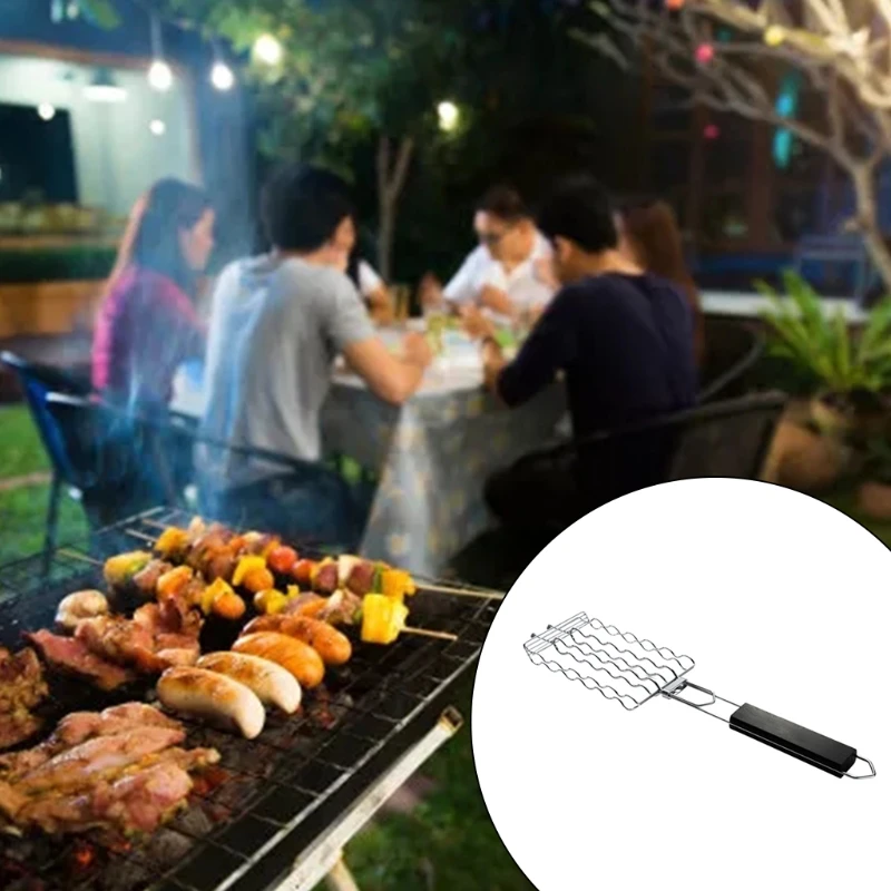 Grill basket stainless steel bbq tool grilling accessories barbecue rack thumb200