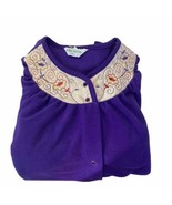 Laura Ashley Vintage Purple Robe Sz Medium Embroidered Snap Closure Pock... - $27.27 CAD