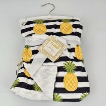 Thro Marlo Lorenz Baby Blanket Pineapple Gray White Cream Stripe Minky D... - $79.19